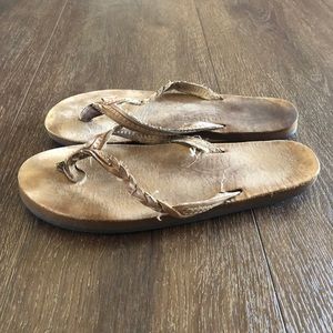 Rainbow Sandals Women's Leather Flirty Braid Twist Flip Flops | Size S (Size 7)